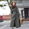 Winter Solid Color Double-sided Mid-length Loose Woolen Coat With Belt for Women (Color:Dark Gray Size:L)