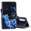 Blue Flower Pattern Horizontal Flip Leather Case for Huawei P30, with Holder & Card Slots & Wallet