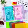 A6 PU Leather Notebook Cover Shell Binder Budget Planner Organizer 12 Storage Pockets Multi-color Refillable 6 Rings Binder Cover Loose Leaf Pouch