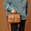 WEIXIER 9558 PU Leather Messenger Bag Crossbody Bag for Men (Horizontal Design) - Light Brown