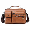 WElXIER  D234 PU Leather Men's Messenger Bag Shoulder Bag Satchel Briefcase with Earphone Hole - Light Brown