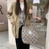 Women Single Shoulder Bag Corduroy Vintage Holiday Reusable Shopping Bag Polka Dot Casual Handbag