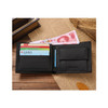 JINBAOLAI Top Layer Cowhide Leather Card Slots Bi-fold Wallet Coin Purse for Men - Black