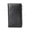 JINBAOLAI Vintage Litchi Texture Genuine Leather Zippered Wallet for Men - Black