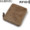 Men's Wallet Leather Zipper Coin Purse Bag Card Holder Bag - Light Brown