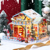 Christmas Miniature DIY Wooden Doll Houses Furniture Kit with LED Light Toys - Type A