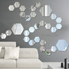 12Pcs/Pack Stylish 3D Hexagon Acrylic Mirror Wall Stickers DIY Art Decoration Mural Stickers Home Decor Living Room Mirror Sticker Decorative - Silver/Size: XS/4.6x4.6cm