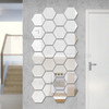 12Pcs/Pack Stylish 3D Hexagon Acrylic Mirror Wall Stickers DIY Art Decoration Mural Stickers Home Decor Living Room Mirror Sticker Decorative - Silver/Size: XS/4.6x4.6cm