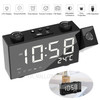 6 Inch Digital FM Projection Radio Alarm Clock with Snooze Thermometer Clock USB Power Supply LEDs - White
