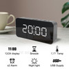 FJ3212 LED Mirror Dual Alarm Clock Automatic Light-Sensing Digital Clock with Snooze/Temperature - Black