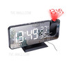 EN8827 LED Mirror Display Clocks FM Radio Projection Digital Alarm Clock with Temperature Humidity Display - Black/White