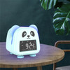 JS2726E Cute Cartoon Panda Kids Digital Clock Children Sleep Training Alarm Clock with LED Night Light - Baby Blue