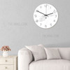 Wall Clock White Marble Printed Acrylic Round Decorative Clock for Store Office Home