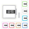 LED Mirror Digital Wall Clock Remote Control 7 Color Changing RGB Clock Hollow Square Ring Alarm Clock with Snooze Temperature Detection