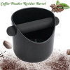 Espresso Knock Box Shock-Absorbent Durable Coffee Knock Box with Removable Bar Non-Slip Base (No FDA, BPA-free) - Black/Straight Port