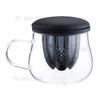 400ML Glass Tea Mug Tea Cup Clear Coffee Mug with Infuser and Lid for Home and Office (No FDA Certificate, BPA-free) - Blue