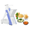 Kitchen Vegetable Cutter Potato Onion Cucumber Carrot Slicer Chopper with Container Cleaning Brush (BPA Free, No FDA Certificate) - Blue