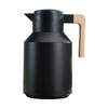 1L Thermal Coffee Carafe Double Walled Thermal Carafe Pot Keeping Hot Cold Water Kettle with Wood Handle - Black