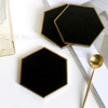 Nordic Style Hexagon Gold-plated Ceramic Placemat Heat Insulation Cup Coaster Table Mats Pads - Black