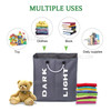 Collapsable 2-section Laundry Bag Foldable Laundry Hamper Durable Oxford Fabric Laundry Basket Clothes Sorter with Alloy Handle - Dark Grey