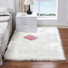 Soft Faux Fur Rug Fluffy Rectangle Shape Sheepskin Fur Carpet Rug for Nursery Room, Bedroom, Luxury Home Decor - White/300x300mm