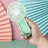 Portable Fan Fluorescent Quicksand Light Design Summer Handheld Mini USB Rechargeable Fan with Lanyard - Green