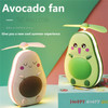 Cute Avocado Portable Rechargeable Handheld Fan Summer Mini Cooling Fan with Makeup Mirror and LED Light - Green Round Eye