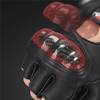 RIDING TRIBE MCS-59B 1 Pair Carbon Fiber Hard Shell Genuine Leather Half Finger Gloves for Motorcycle Racing - Black/M