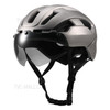 Breathable Cycling Helmet with Rear Light Magnetic Goggles Women Men Lightweight Safety Helmet Bike Helmet - Grey
