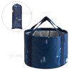 Large Size Portable Folding Travel Face Washing Water Bucket Waterproof Camping Hiking Water Holder Basin - Navy Blue/Triangle