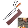 H236 Outdoor Barbecue Carbon Clip Bonfire Barbecue Charcoal Clip Firewood Clamp with Cowhide Leather Sleeve