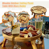 Outdoor Wine Picnic Table 30x16cm Folding Portable Wooden Snack and Cheese Tray with 4 Wine Glasses Holder