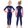 Kids Girls Wetsuit Keep Warm Long Sleeve Diving Swimsuit with Safety Zipper One Piece Full Body Sunsuit - Pink/L