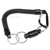 2pcs Magnetic Net Release Holder Keeper Landing Net Connector with Coiled Lanyard Carabiner Clip for Fly Fishing - Black