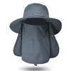 Fishing Hat Sun Cap with Removable Face Cover Neck Flap Outdoor UV Sun Protection Wide Brim Hat - Dark Grey