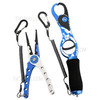 Fishing Pliers Lip Gripper Set Aluminum Alloy Fish Holder Fishing Scissors with Lanyards - Blue