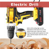 Cordless Drill Set 21V Power Drill 18 Gears of Torque Adjustable Holes Drilling Impact Combo Kit - EU Plug