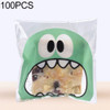 100 PCS Cute Big Teech Mouth Monster Plastic Bag Wedding Birthday Cookie Candy Gift OPP Packaging Bags, Gift Bag Size:10x10cm(Green)