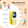 J7 World Smallest Phone Mini Cell Phone Bluetooth Phone MP3 Player with Voice Changer - Gold