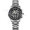 IKCOLOURING 5ATM Waterproof Hollow Automatic Mechanical Movement Watch - Black/Silver Steel Band