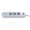 3 EU AC Outlets + 3 USB Charging Ports Socket 1.8m Power Strip, CE/RoHS Certification, EU Plug