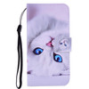 White Cat Pattern Colored Drawing Horizontal Flip Leather Case for Huawei Mate 20 X, with Holder & Card Slots & Wallet & Lanyard