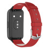 For Huawei Band 7 Genuine Leather Watch Band Replacement Strap with Metal Silver Buckle - Red