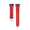 For Huawei Band 7 Genuine Leather Watch Band Replacement Strap with Metal Silver Buckle - Red