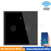 SMATRUL TMW-01 EU Plug Tuya WiFi Smart Touch Light Switch Voice Remote Control for Alexa Google Home, 2 Gang WiFi - Black