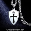 Q4 16GB Stylish Cross Pendant Design Smart Voice Control Portable Audio Recorder USB Charging Time Stamp Function Voice Recorder