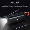 LP-V16 Solar Powered Portable Speaker Cell Phone Stand Holder HiFi Stereo Sound Bass Subwoofer FM Radio Flashlight - Black