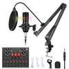 PULUZ PKT3600B Sound Card Live Broadcast Bluetooth Sound Mixer Studio Microphone Kit with Suspension Scissor Arm and Shock Mount