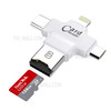 4 In 1 Micro SD TF Card Reader OTG Adapter for Lightning iOS/OS X/PC/Android - White