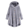 Button Plush Irregular Solid Color Coat (Color:Light Grey Size:XXL)